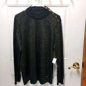 New Calvin Klein Women's Shimmer Black Sweater L